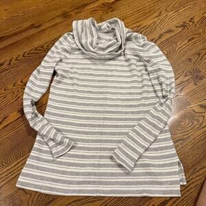 Chip & Pepper Womens Size XS Gray White Striped Cowl Neck Knit Top